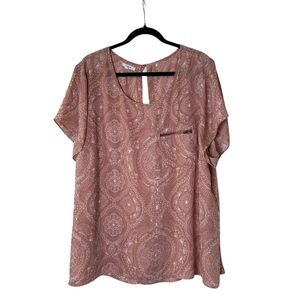 Maurices Women’s 3X Pink and White Boho Print Blouse